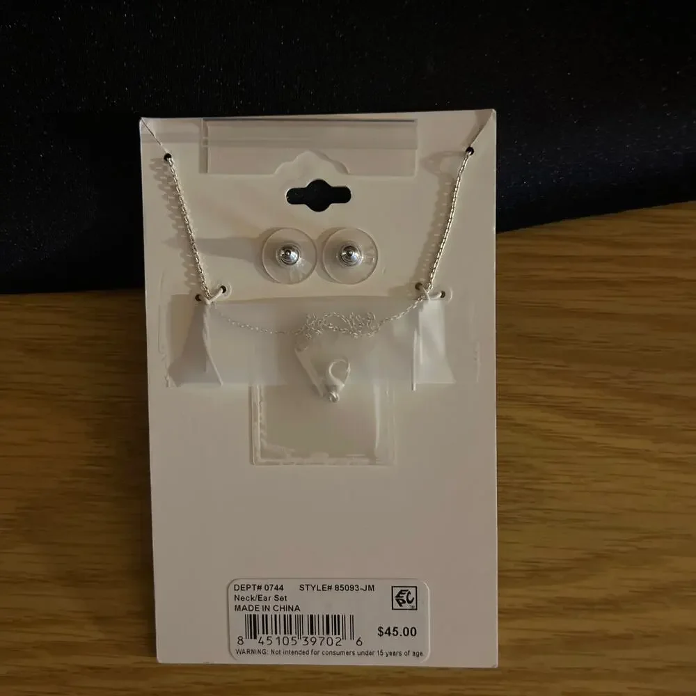 Unwritten Fine Silver-Plated Letter J Initial Necklace and Earring Set New